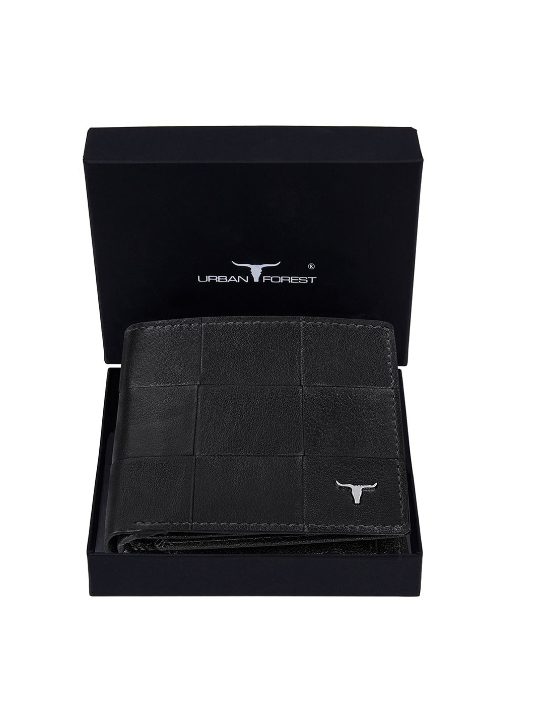 

URBAN FOREST Men Leather Two Fold Wallet, Black