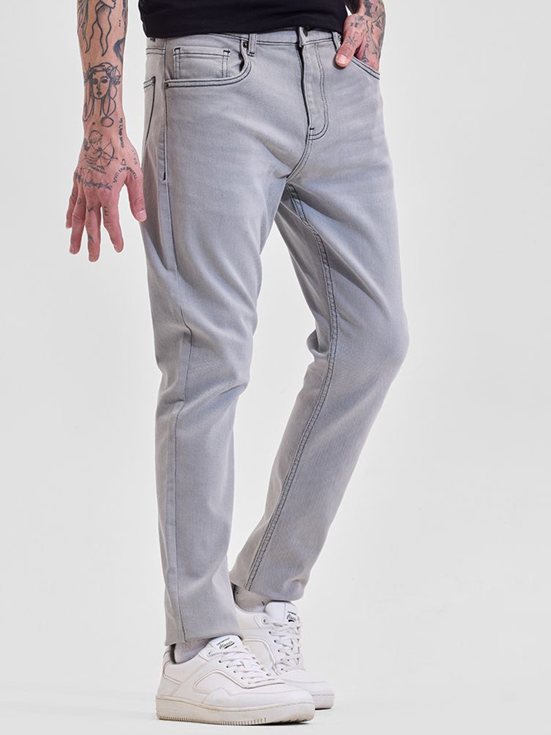 

Snitch Men Snitch Grey Solid Slim Mid Rise Jeans