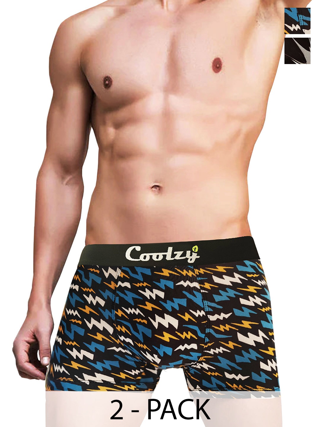 

Coolzy Pack Of 2 Printed Trunk RUCPTN2K015-S, Black