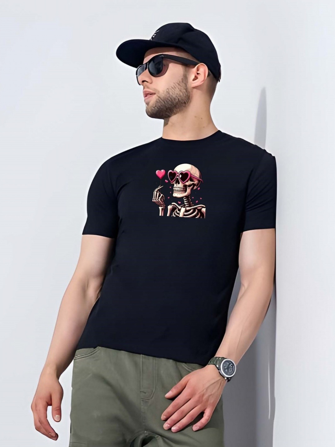 

Moda Rapido Men Graphic Printed Round Neck Cotton T-shirt, Black