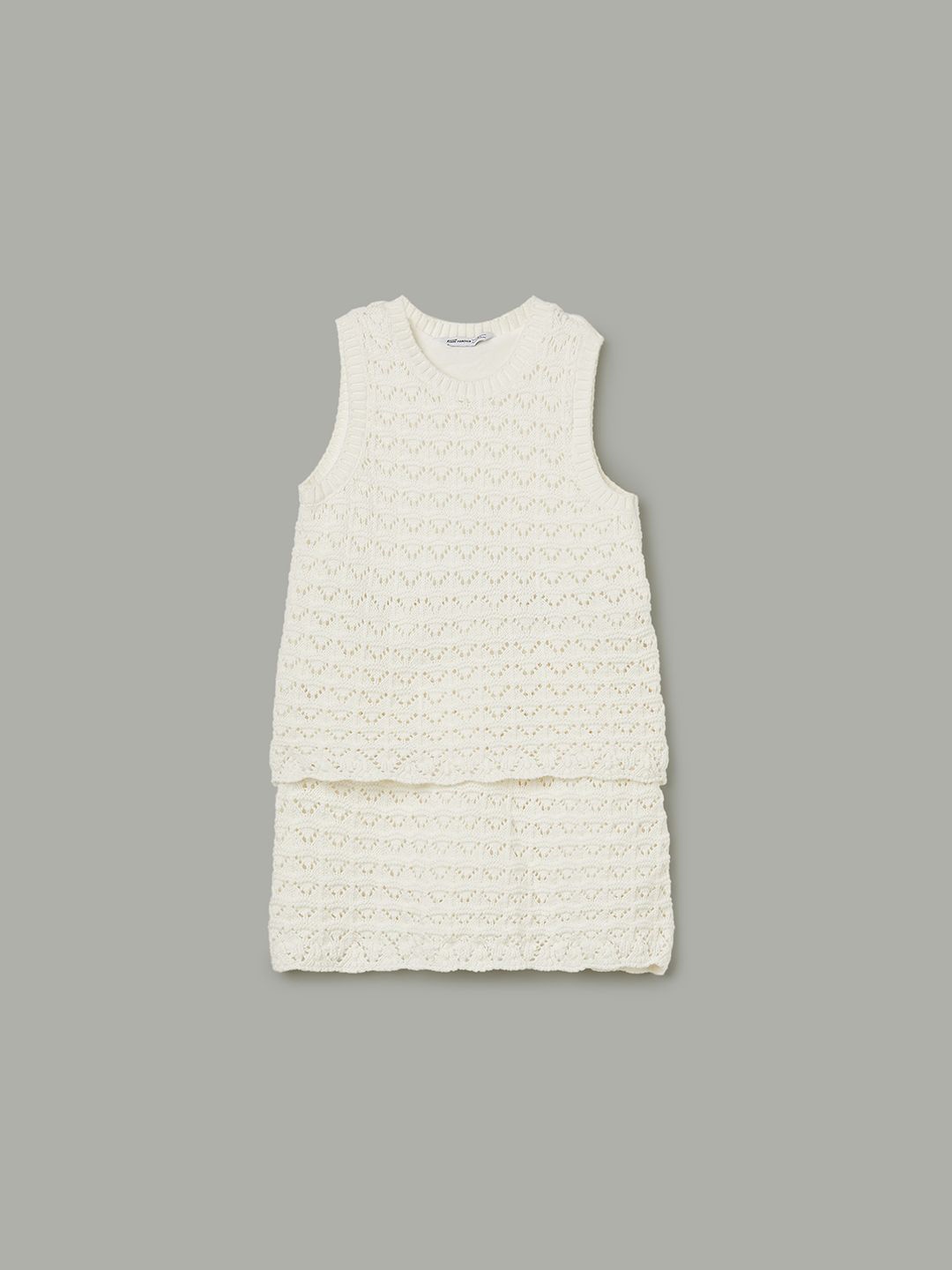 

Fame Forever by Lifestyle Girls Self Design Pure Cotton Top With Skirt, White