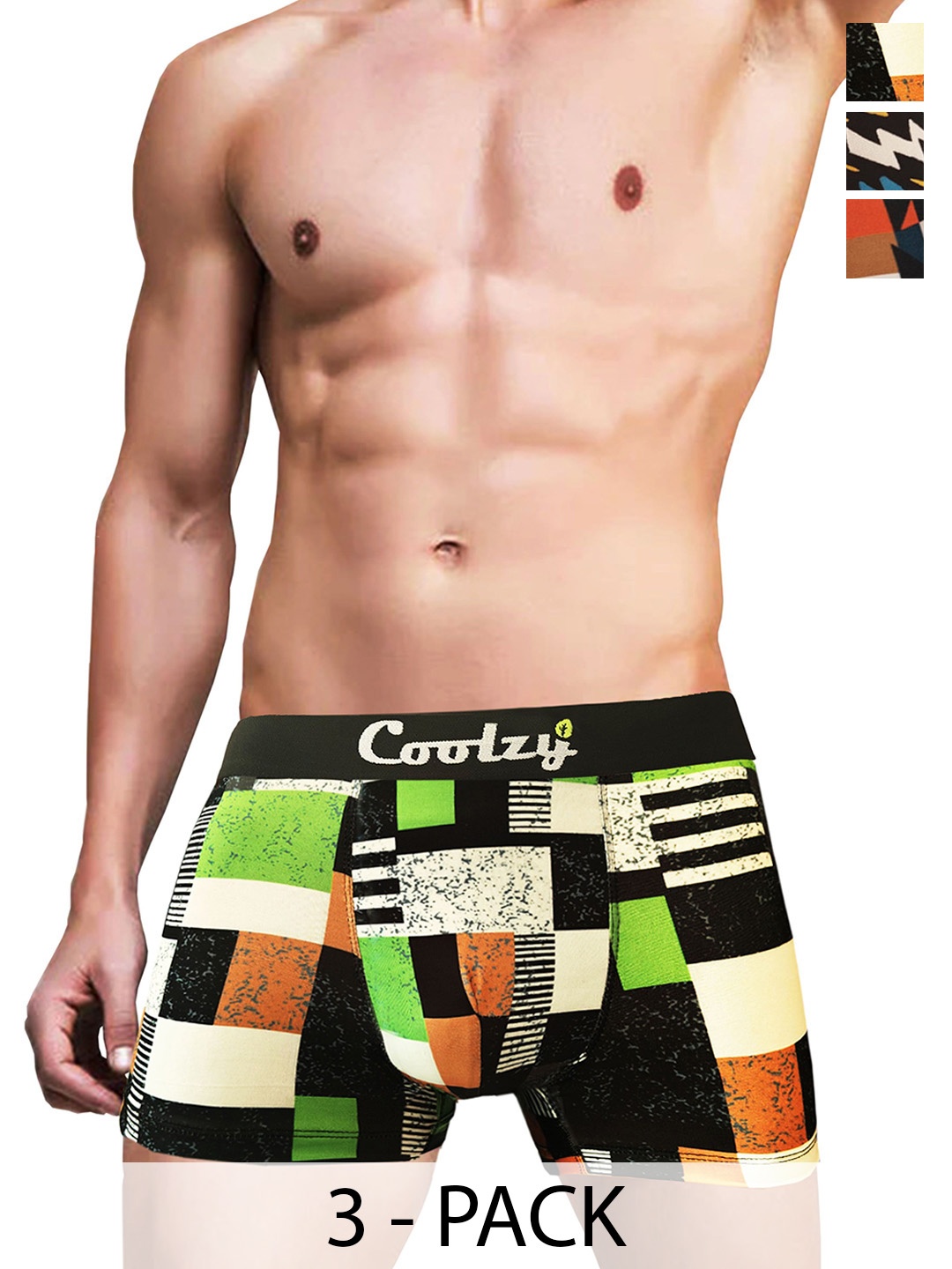 

COOLZY Men Pack Of 3 Printed Trunk RUCPTN3K027-S, Orange