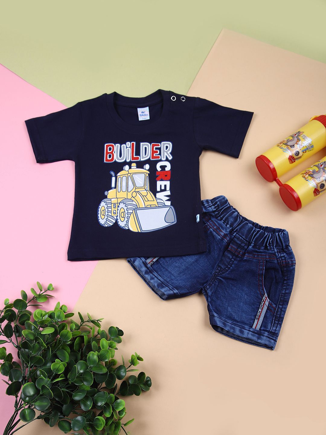

V-Mart Infant Boys Printed T-shirt With Shorts, Navy blue