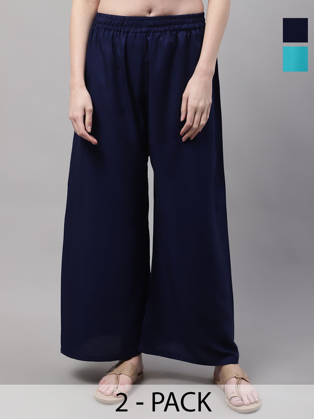 

Valles365 by S.C. Women Pack of 2 Flared Ethnic Palazzo, Blue