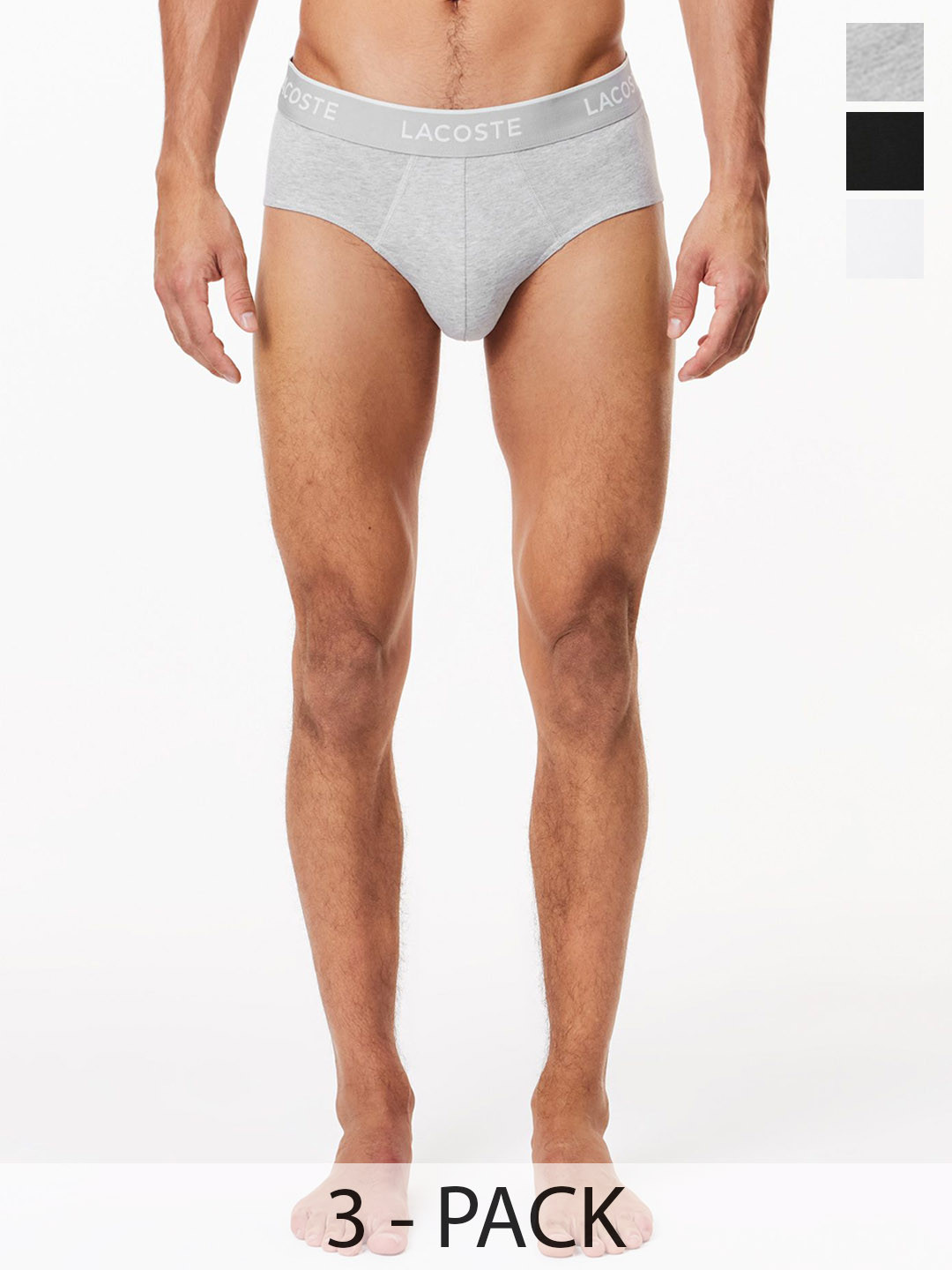 

Lacoste Men Pack Of 3 Mid-Rise Cotton Basic Briefs 8H1293NUA, Black