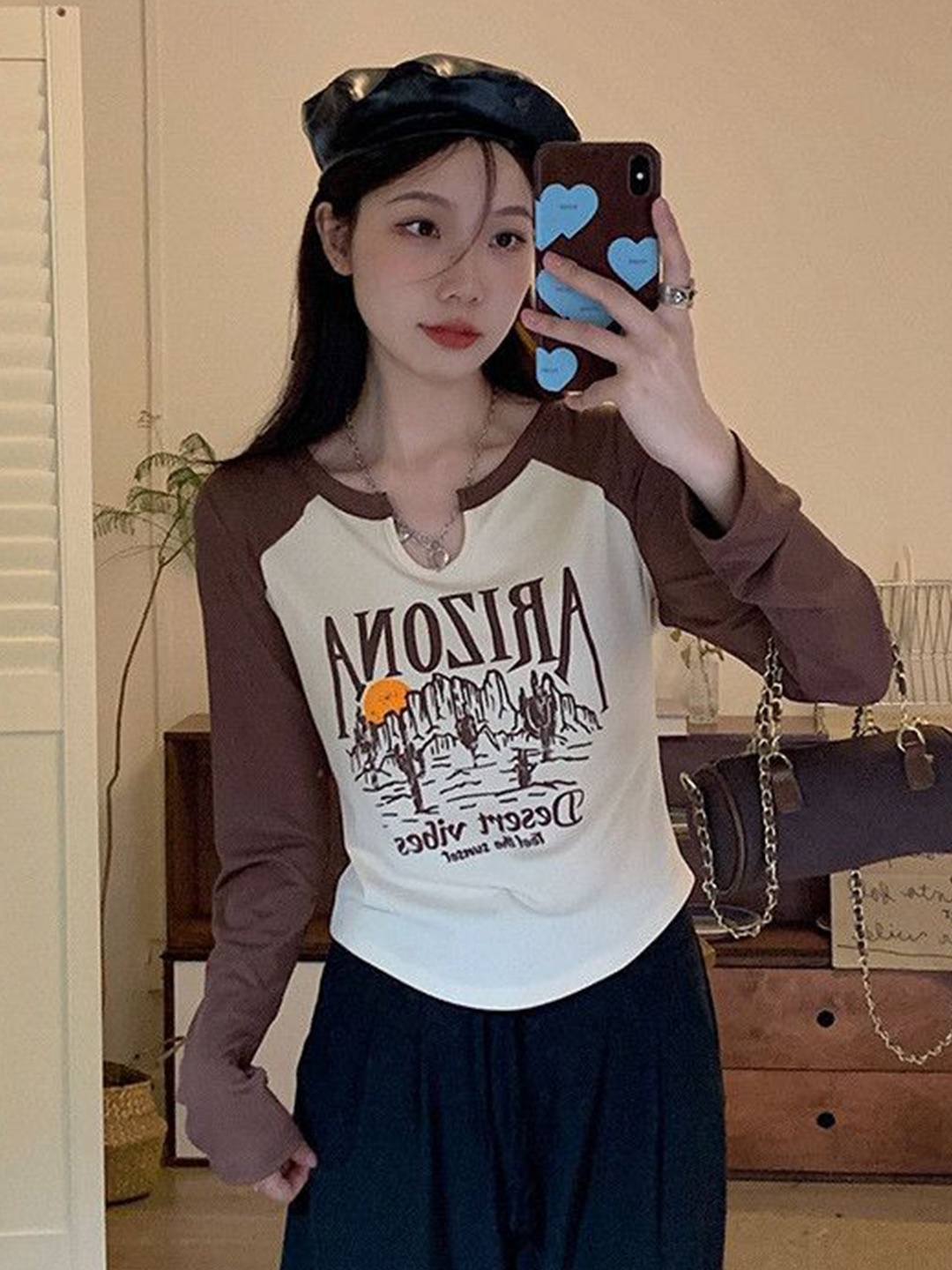 

DressBerry Printed Top, Brown