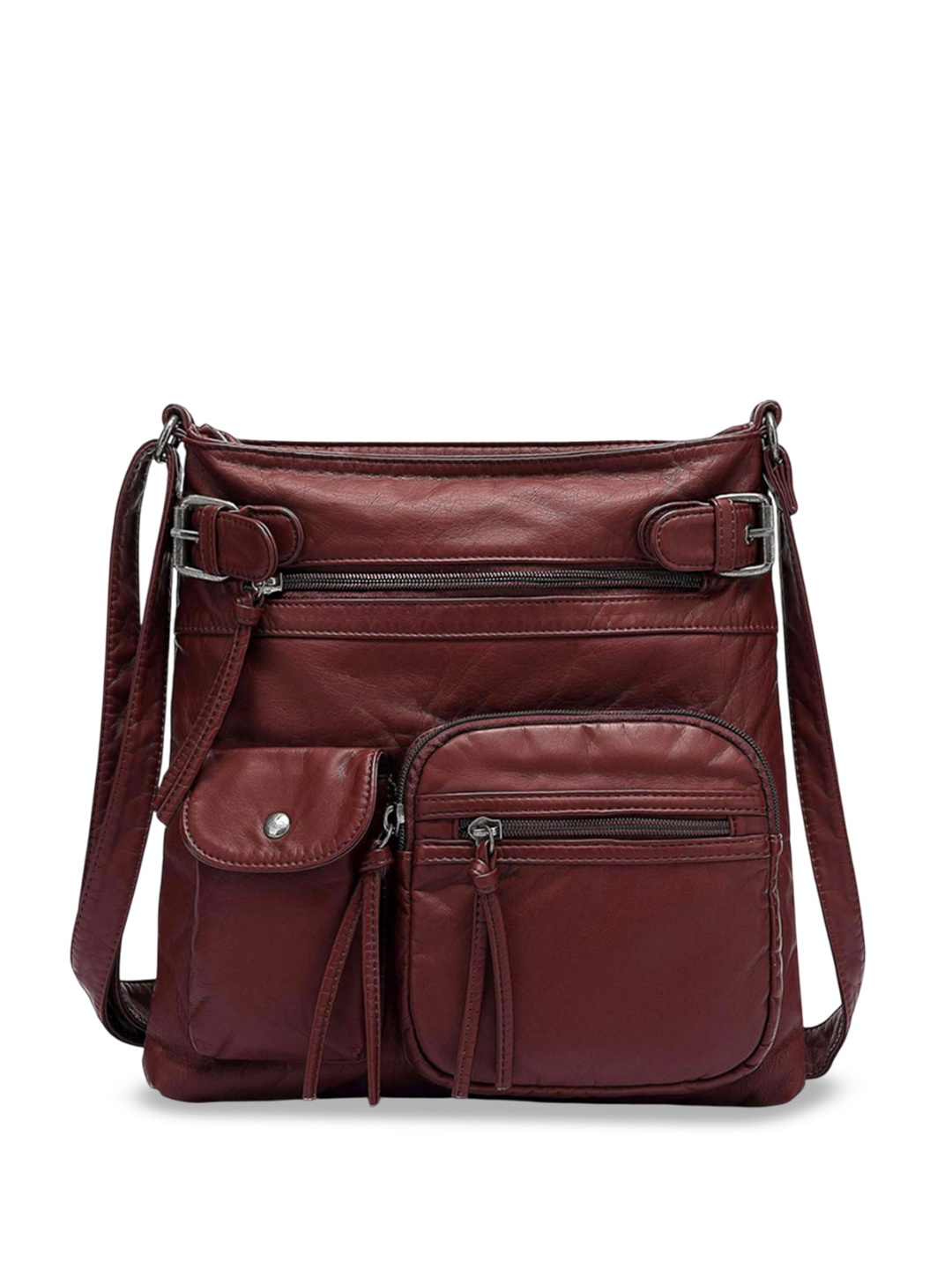 

INKMILAN Women Solid Crossbody Sling Bag, Maroon