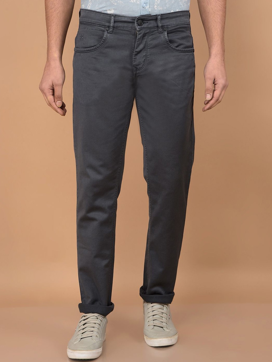 

Crimsoune Club Men Slim Fit Heavy Fade Stretchable Jeans, Grey