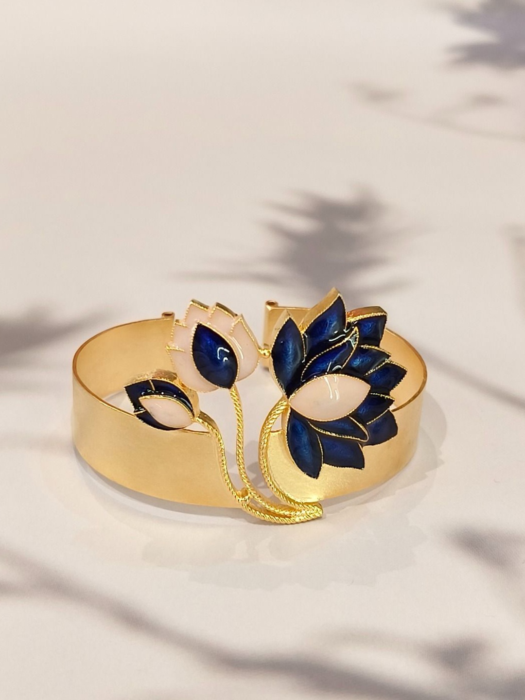 

Trupti Mohta Gold-Plated Enamelled Lotus Cuff Bracelet