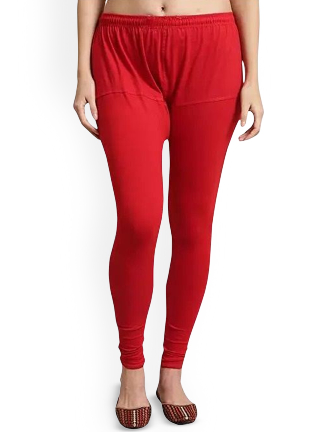 

URBAN KANYA Cotton Churidar-Length Leggings, Red