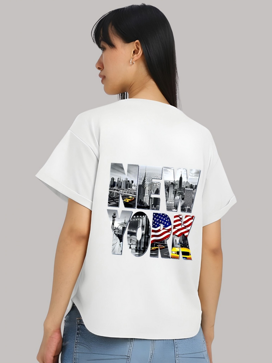 

Moda Rapido Women Graphic Printed Round Neck Cotton Relaxed Fit T-shirt, White