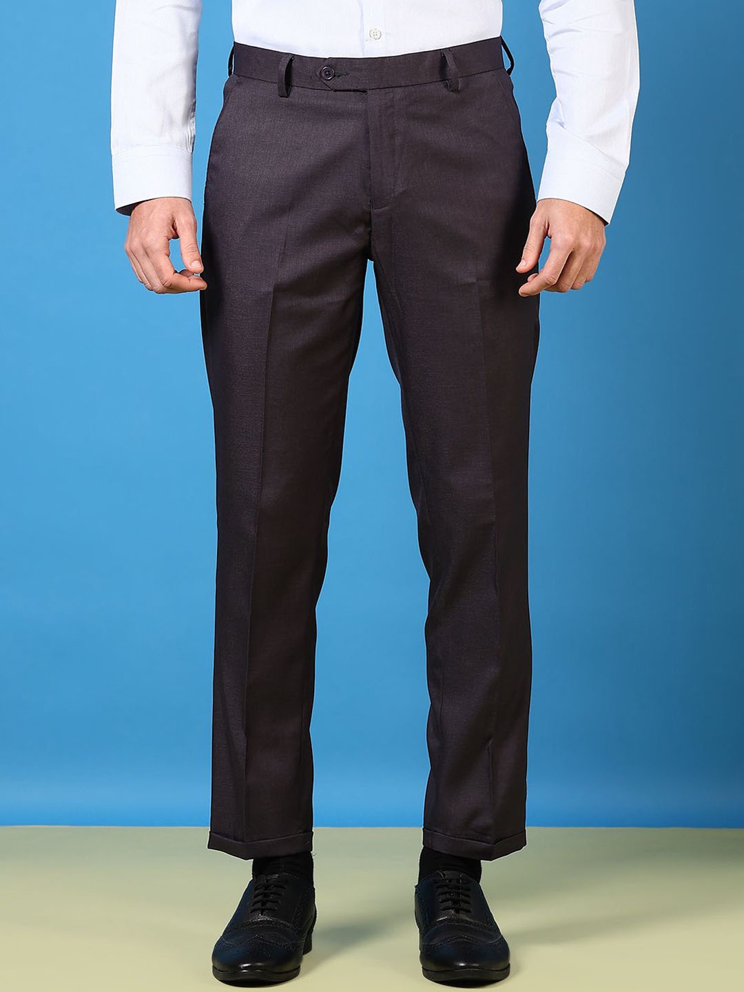 

J White by Vmart Men Regular Fit Mid-Rise Formal Trousers, Grey