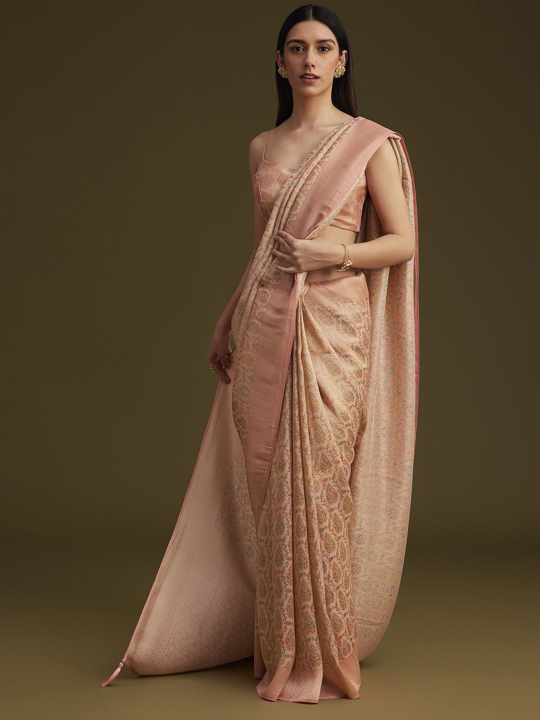 

KALKI Fashion Woven Design Zari Silk Blend Designer Saree, Peach