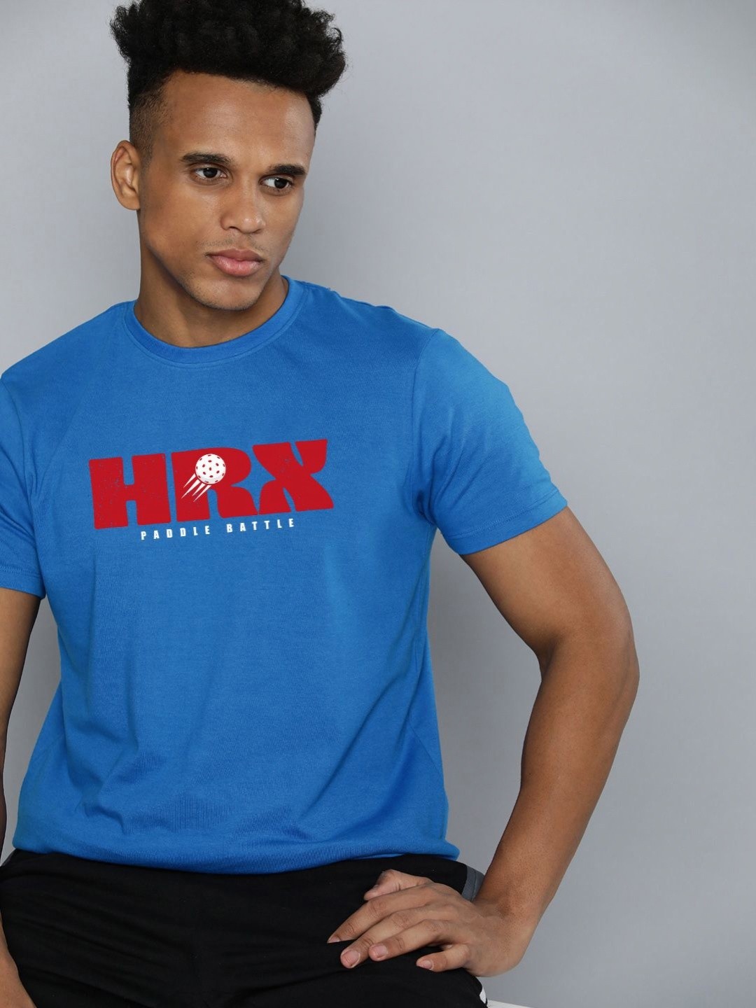 

HRX by Hrithik Roshan Men Typography Printed Round Neck Cotton T-shirt, Blue