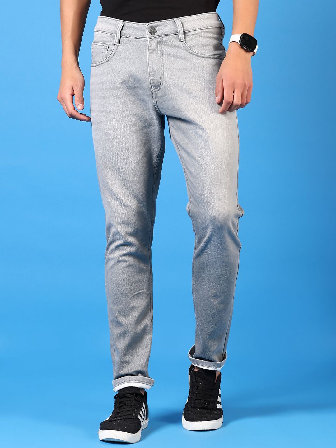 

V-Mart Men Solid Regular Fit Mid Rise Light Fade Jeans, Grey