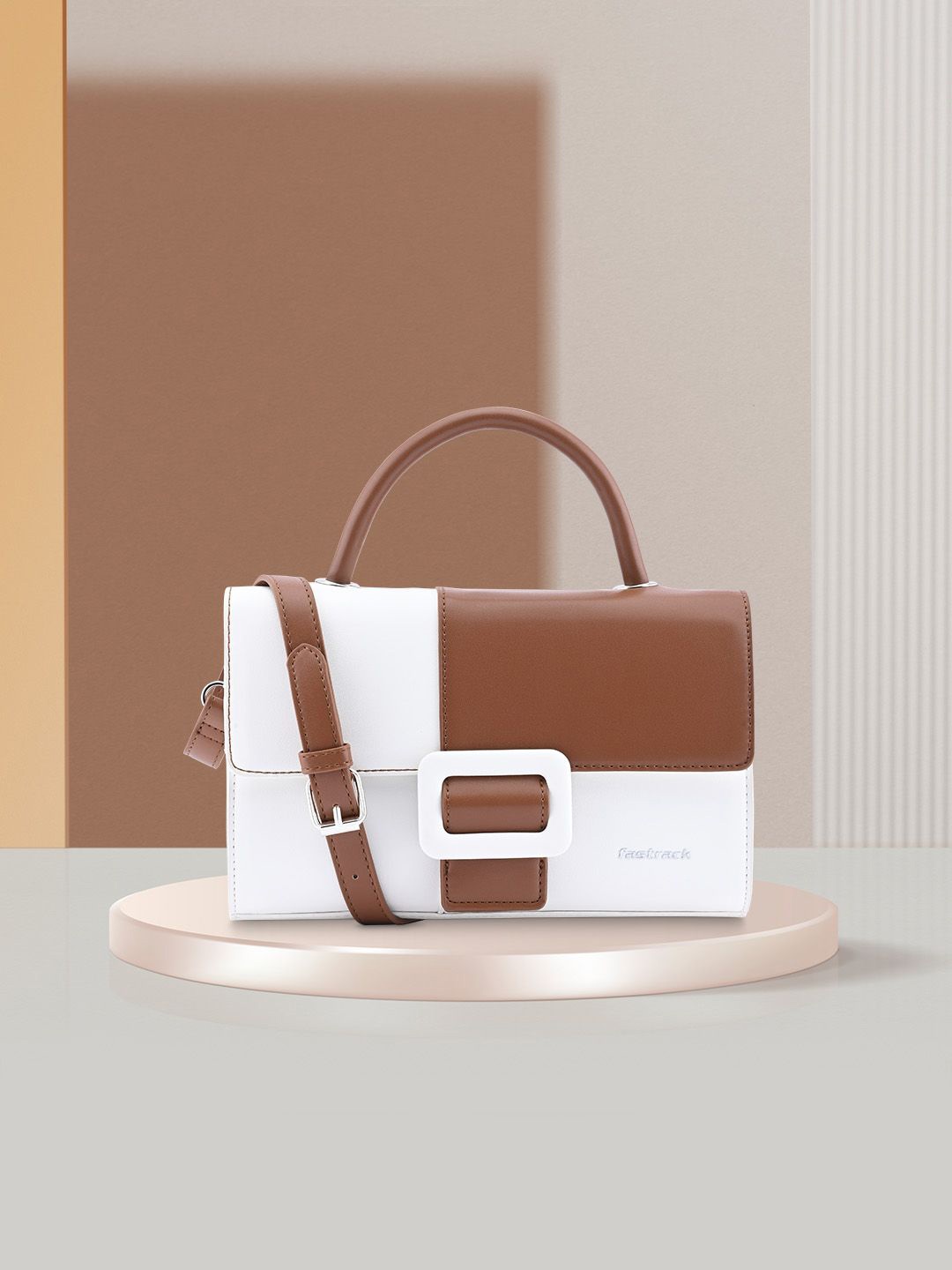 

Fastrack Women Colourblocked Structured Satchel Bag, White