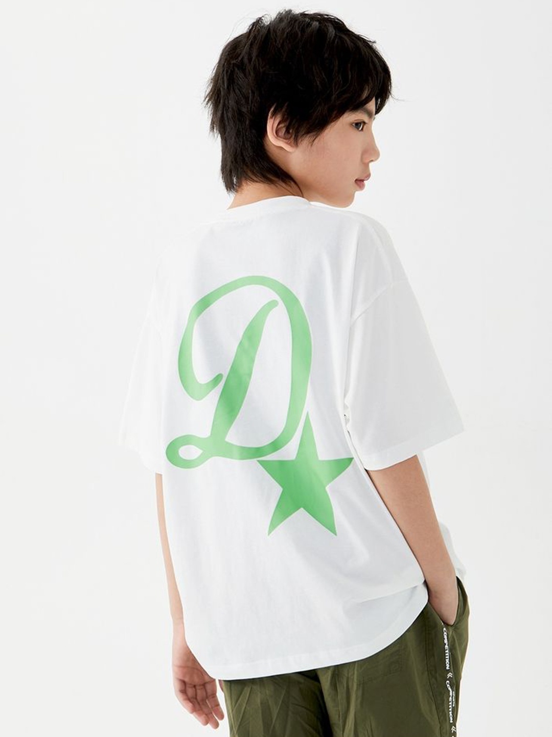 

LULU & SKY Boys Typography Printed Round Neck Cotton Oversized T-shirt, White