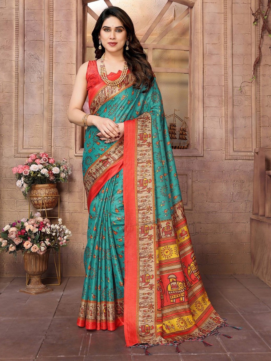 

KALINI Ethnic Motifs Printed Saree, Blue