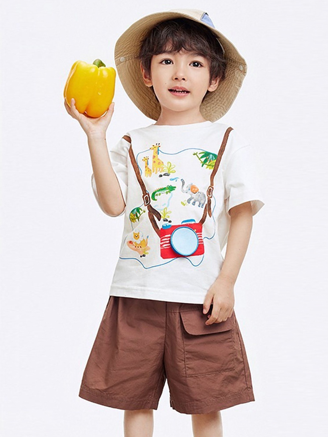 

LULU & SKY Boys Graphic Printed Round Neck Cotton Oversized T-shirt, White