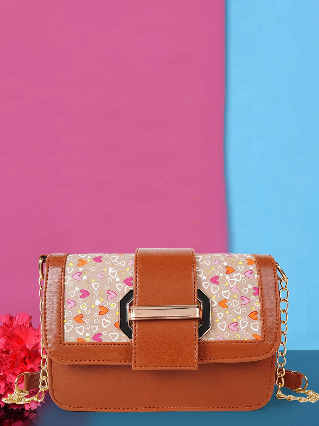 

SPOTIC Women Graphic Printed Crossbody Leather Sling Bag, Tan