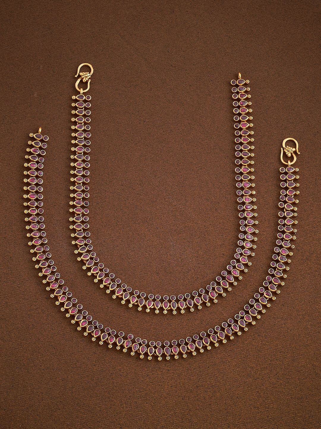 

Kushal's Fashion Jewellery Gold-Plated Stone Studded Antique Payal Anklet