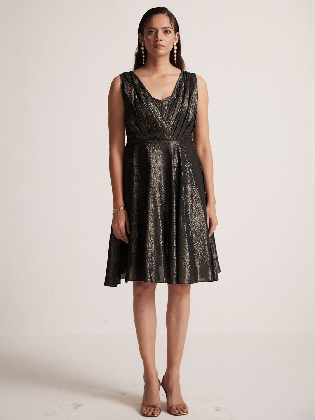 

Western Era Women Embellished Cotton Fit & Flare Dress, Black