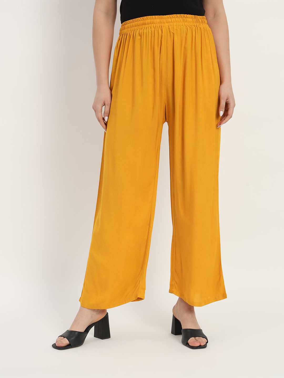 

Thread Plus Women Relaxed Fit Ethnic Palazzo, Mustard