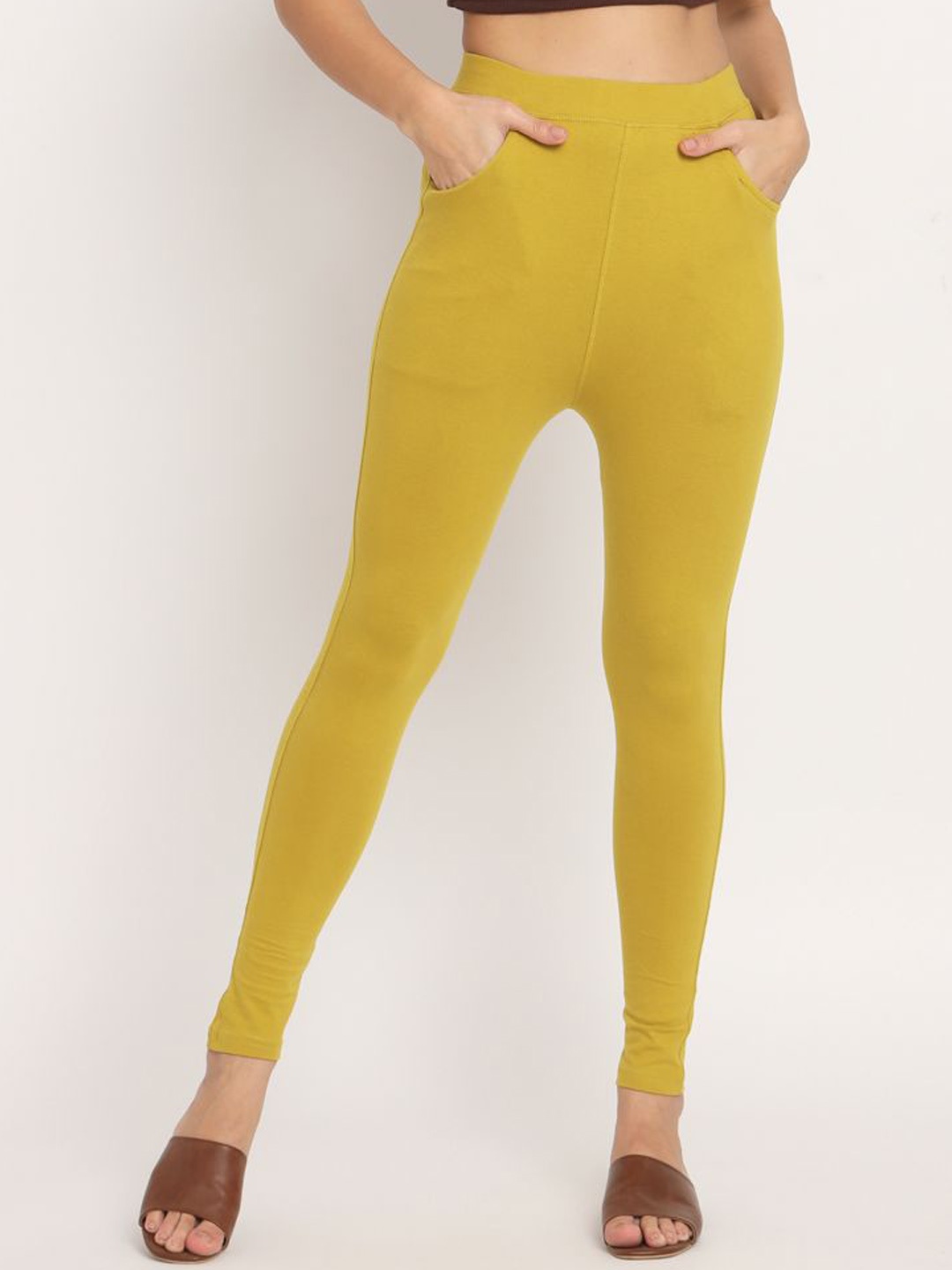 

thread plus Cotton Ankle Length Leggings, Olive