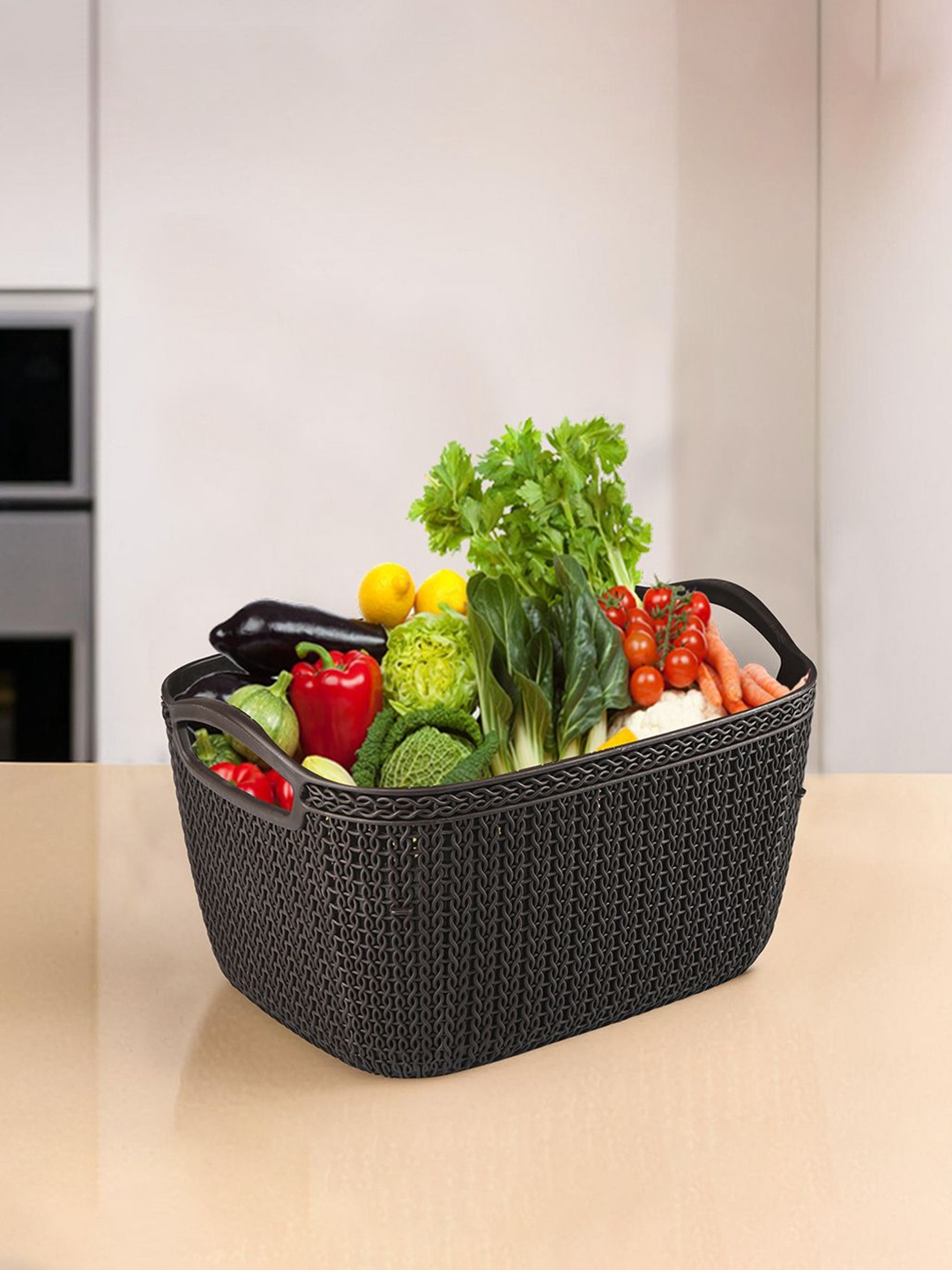 

Kuber Industries Brown Self Design Multi-Purpose Basket For Storage
