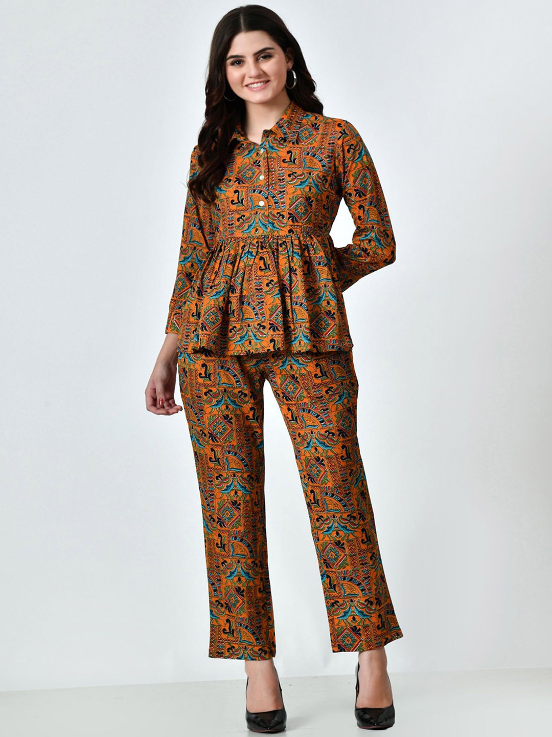 

VAPPSYAM Printed Long Sleeve Tunic & Trousers Co-Ords, Red