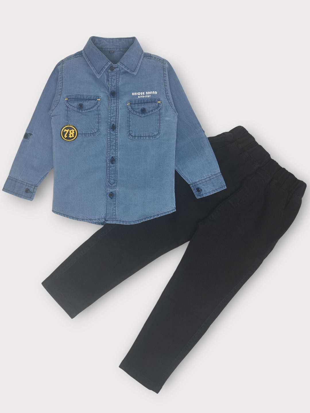 

BAESD Boys Long Sleeves Shirt With Trouser, Blue