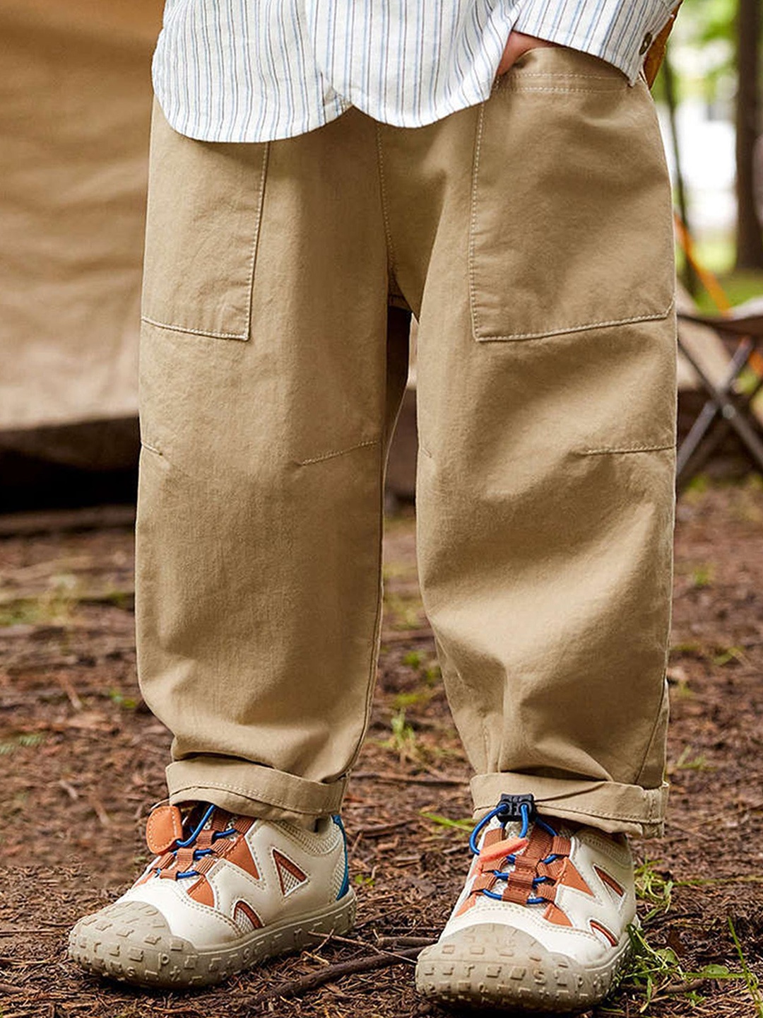 

LULU & SKY Boys Mom Fit High-Rise Chinos Trousers, Camel brown