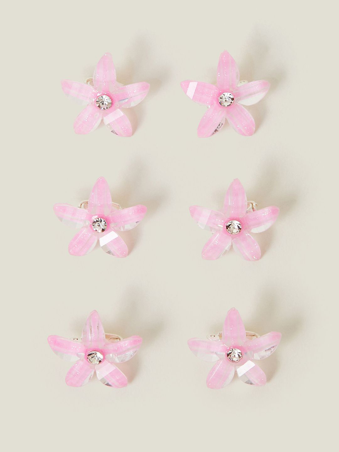 

Accessorize Girls Set of 6 Floral Embellished Alligator Hair Clip, Pink