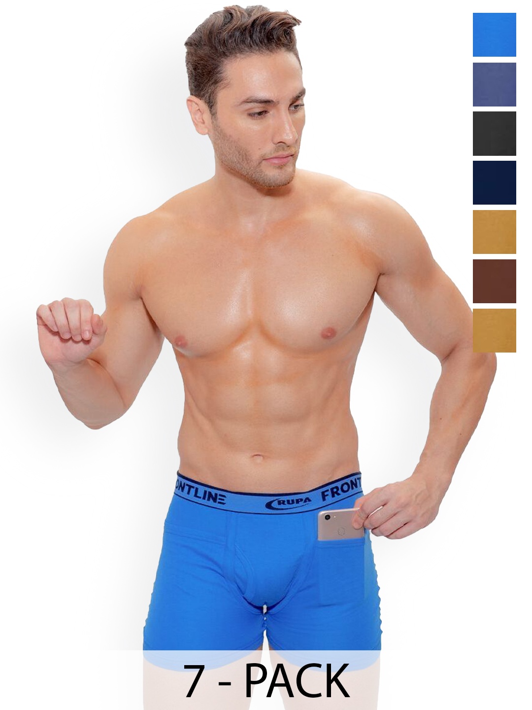 

Rupa Pack Of 7 Assorted Pure Combed Cotton Trunks Frontline-DCIP-(OP)-7--85