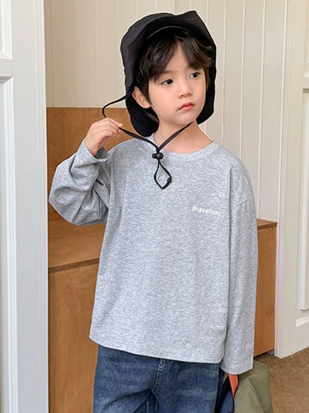 

LULU & SKY Boys Graphic Printed Round Neck Cotton Relaxed Fit T-shirt, Grey
