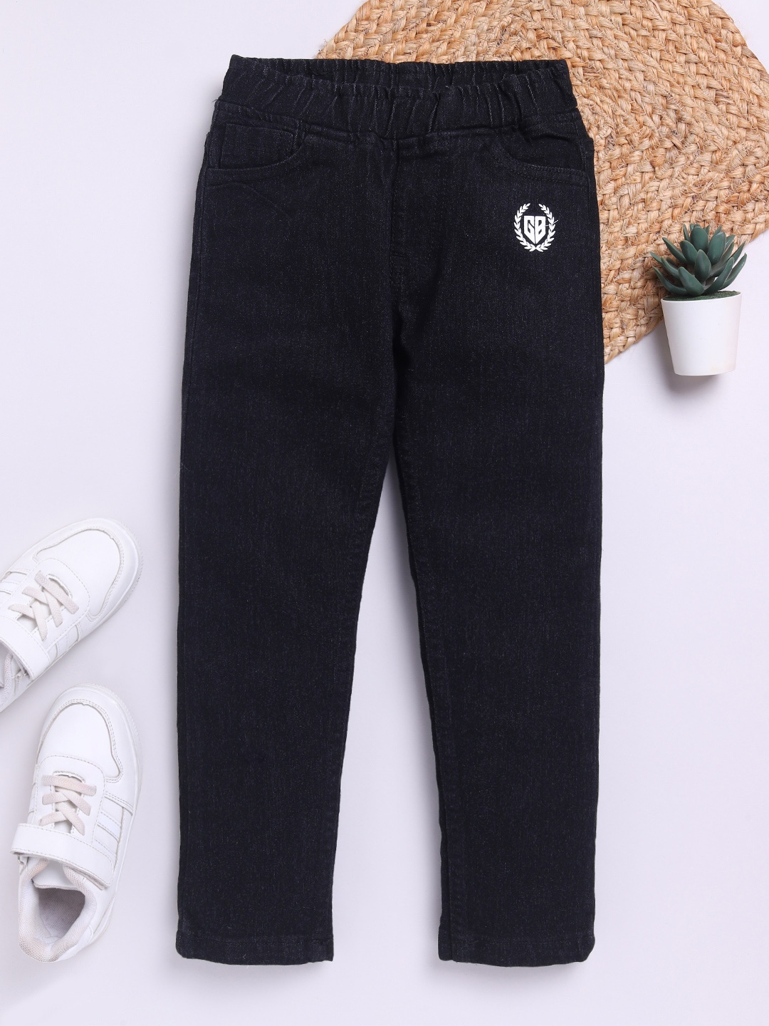 

Here&Now X Game Begins Girls Slim Fit Printed Stretchable Jeans, Black