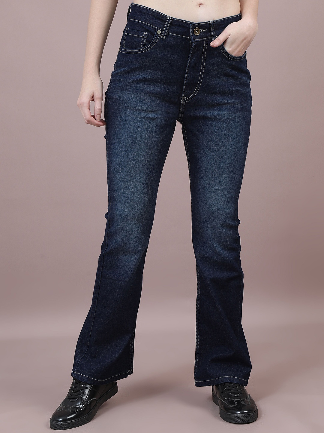 

ALTIVA Women Comfort Bootcut High-Rise Light Fade Stretchable Jeans, Blue