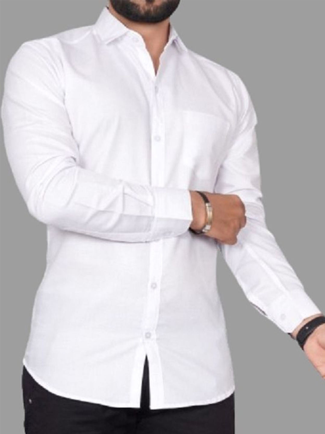 

Metronaut Men Standard Regular Fit Spread Collar Solid Cotton Casual Shirt, White