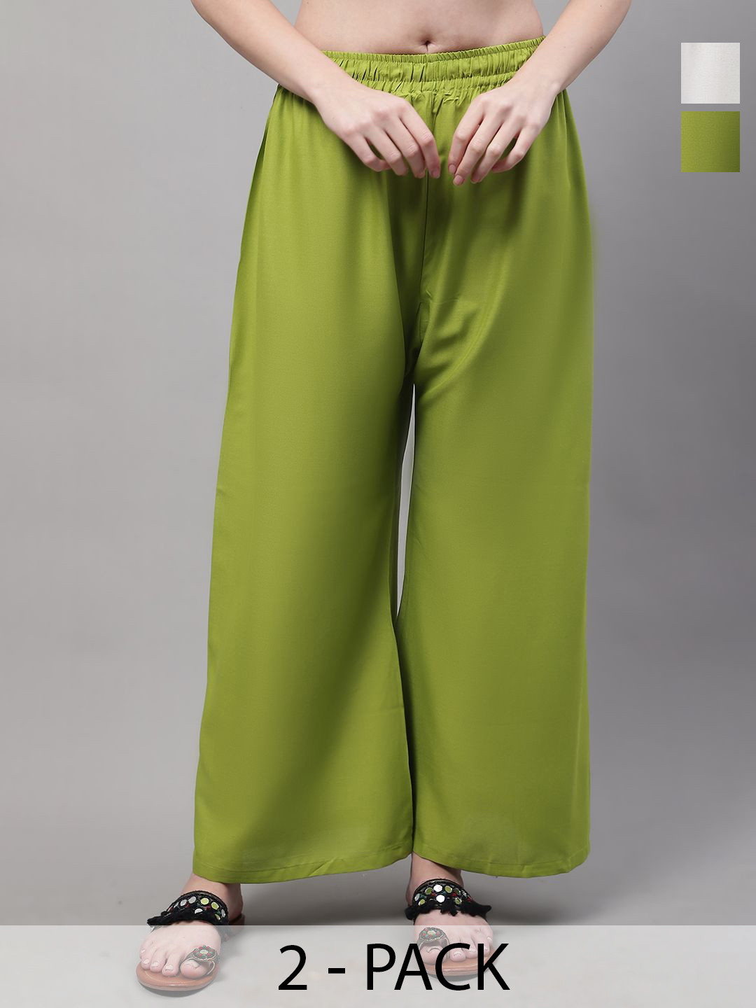 

Valles365 by S.C. Women Pack of 2 Flared Palazzos, Green