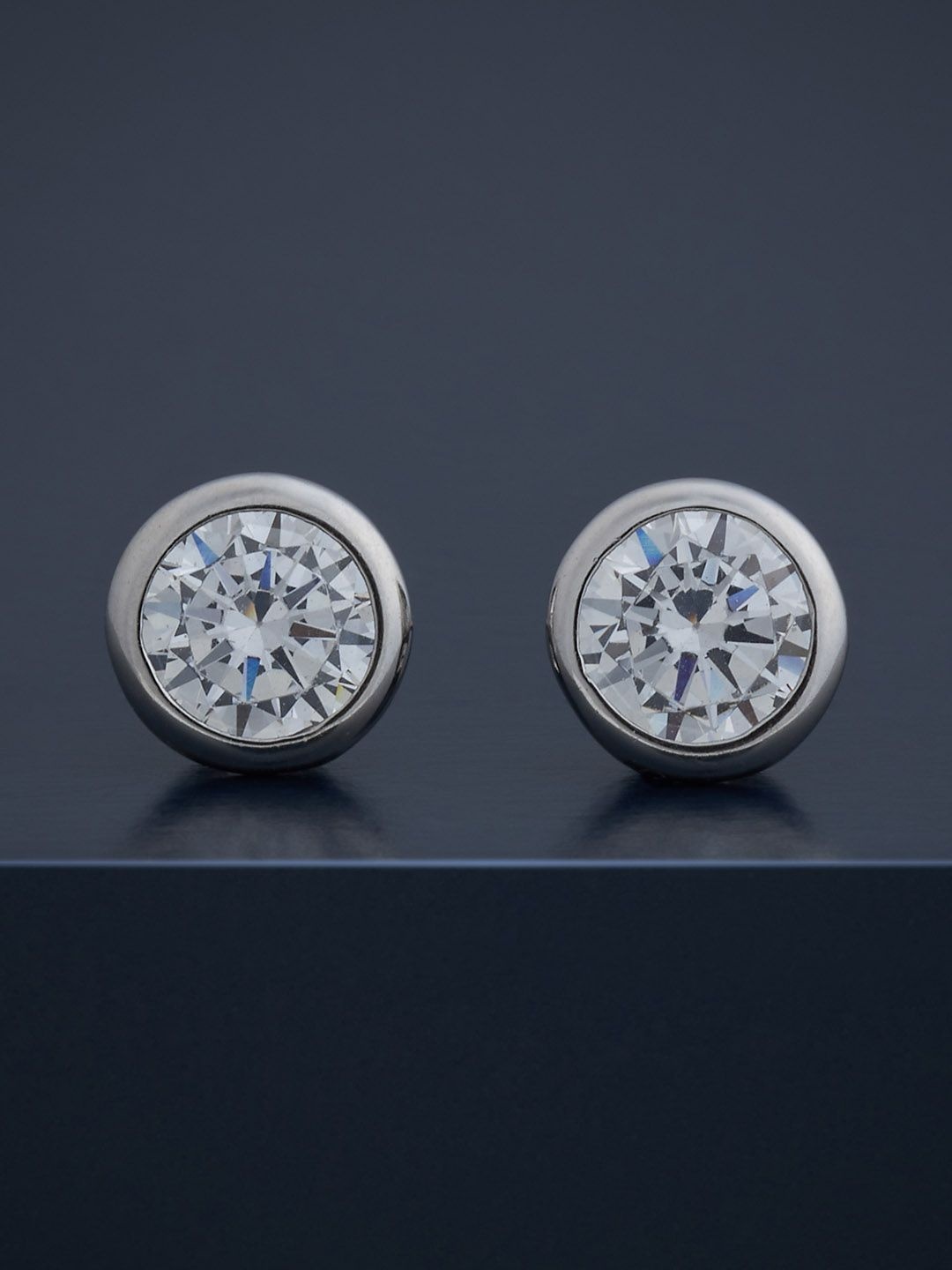 

Kushal's Fashion Jewellery 92.5 Sterling Silver Rhodium-Plated Stone Studded Studs