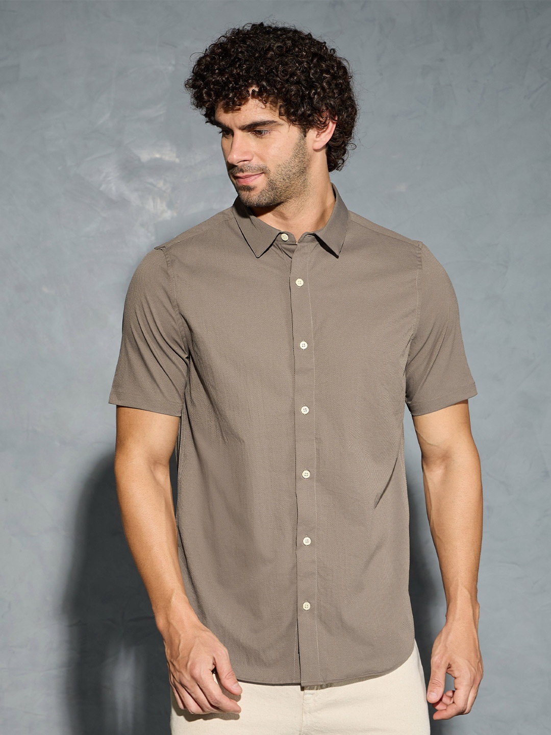 

Technosport Men Classic Slim Fit Solid Casual Shirt, Brown