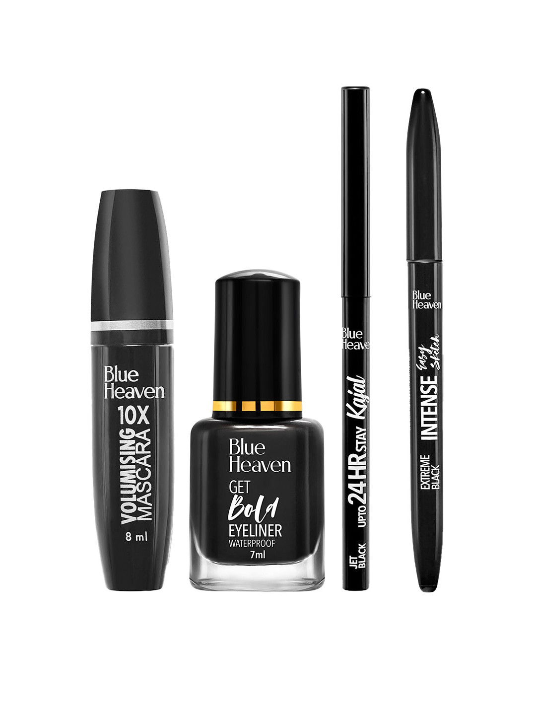 

Blue Heaven Set Of Sketch Eyeliner, Liquid Eyeliner, Mascara & Kajal, Black