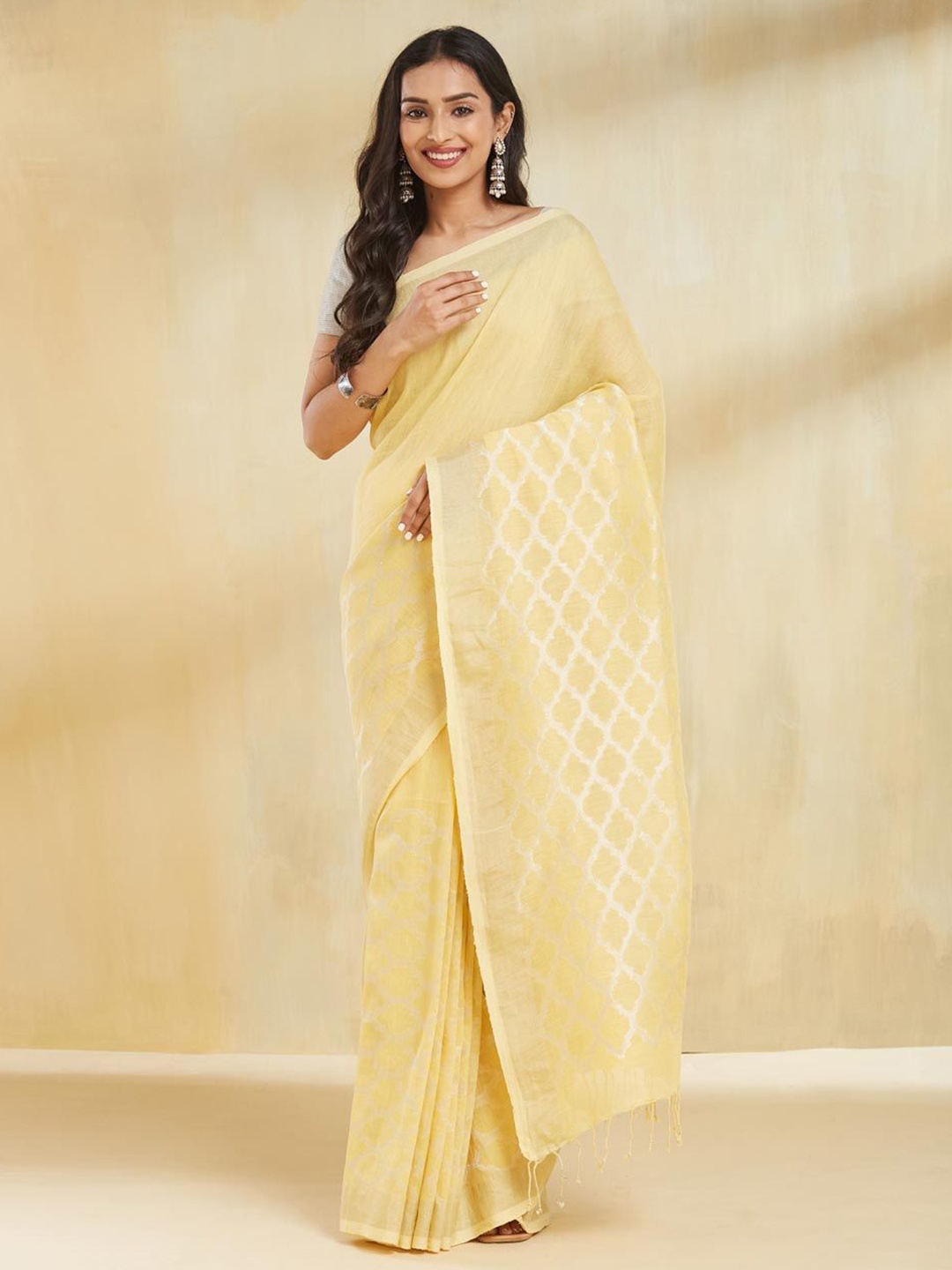 

Fabindia Woven Design Zari Saree, Yellow