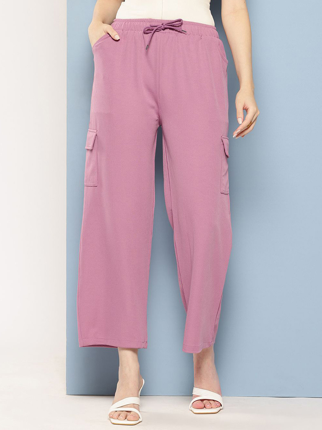

CORSICA Women Original Loose Fit High-Rise Cargo Trousers, Pink
