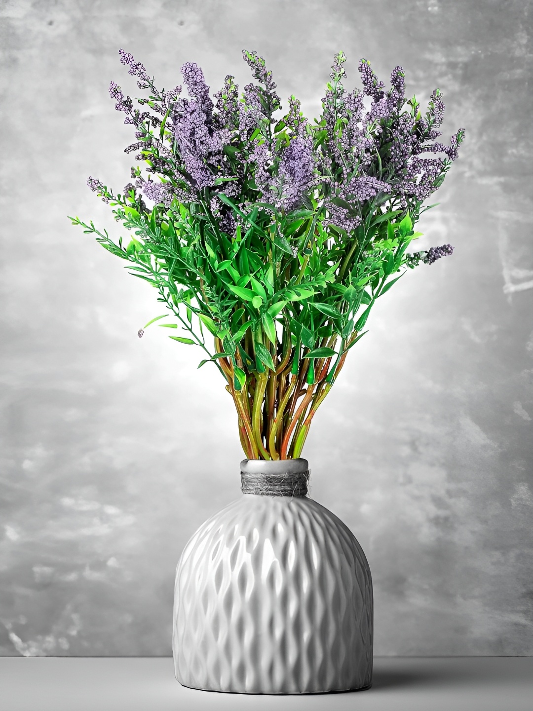 

LITVERSE Purple And Green 12 Pieces Artificial Flower