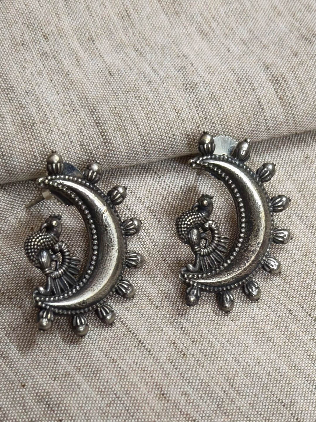 

Molcha Contemporary Shaped Oxidised Studs, Silver