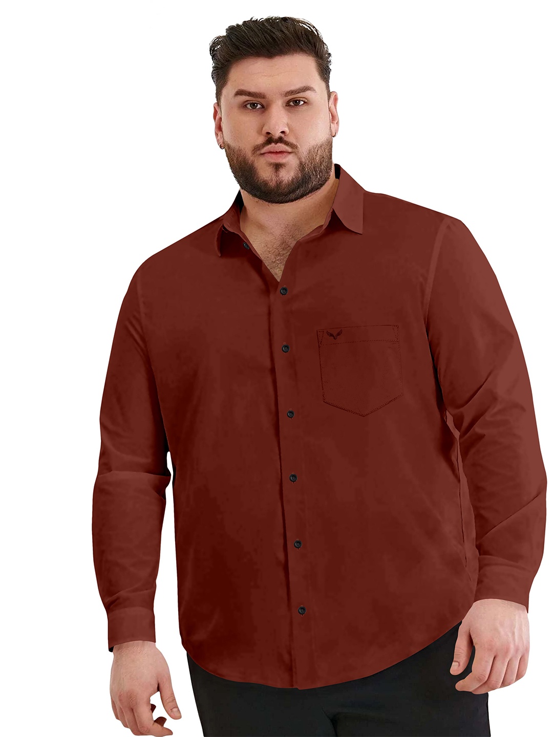 

Aloof Men Plus Size Classic Fit Spread Collar Solid Cotton Casual Shirt, Maroon