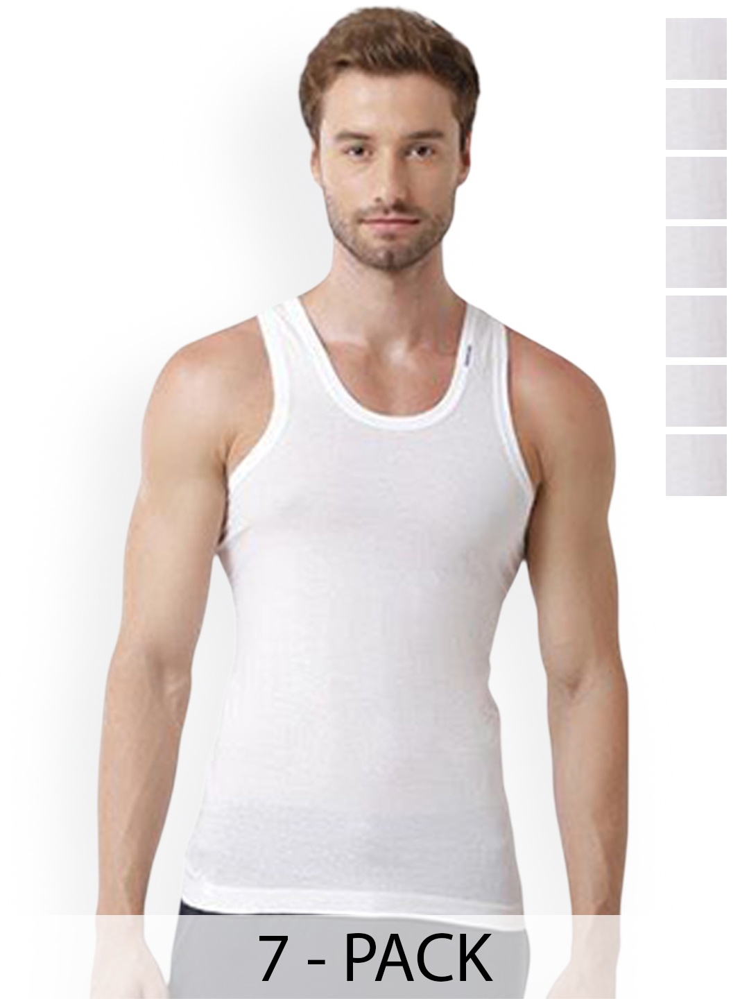 

Rupa Pack Of 7 Pure Cotton Undershirt Vests Frontline-White-Vest-RN-7-85