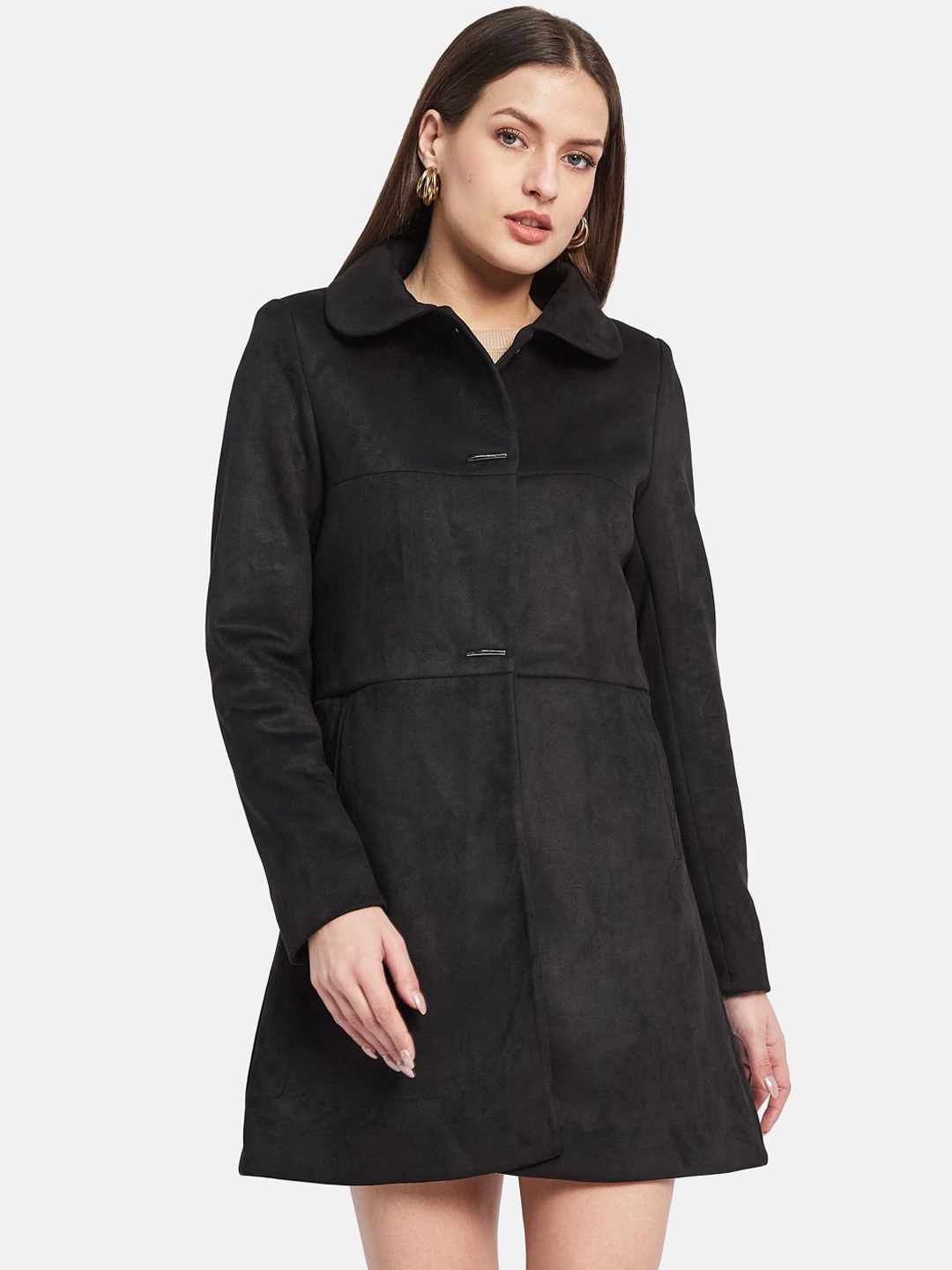 

METTLE Women Single-Breasted Overcoat, Black