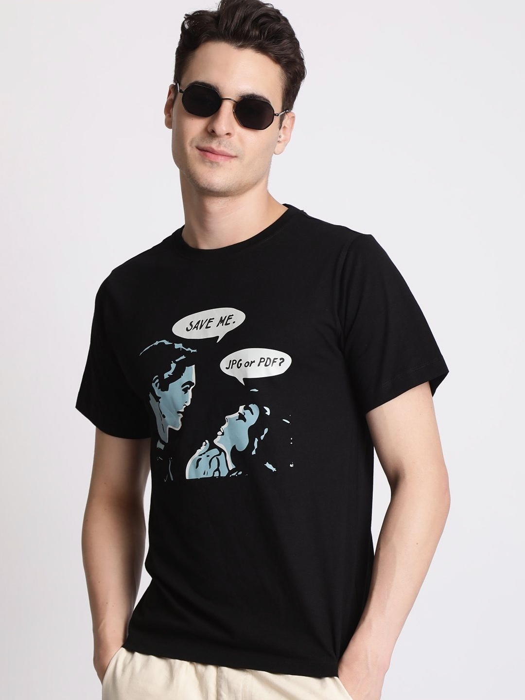 

IVOC Men Graphic Printed Round Neck Cotton T-shirt, Black